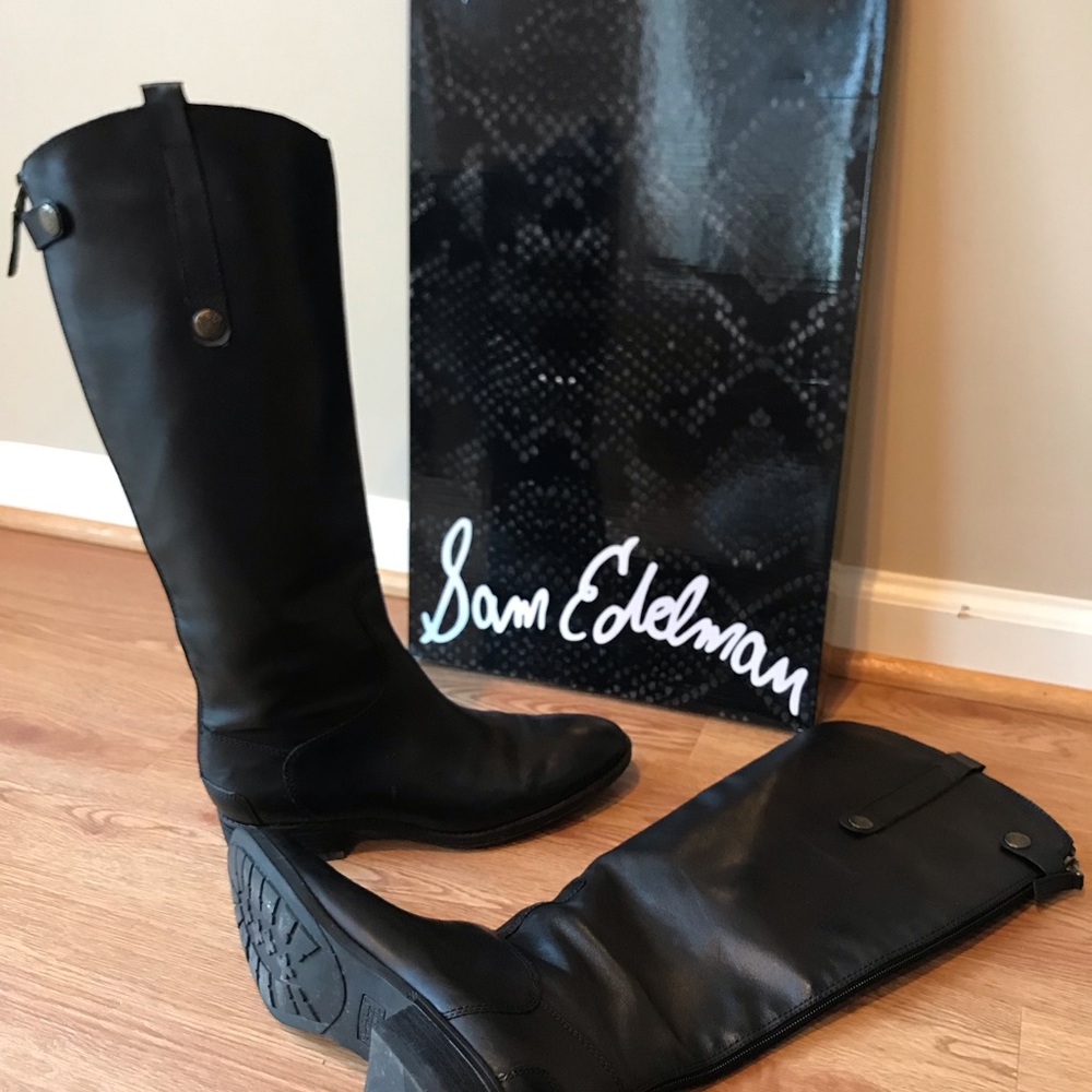 Sam Edelman Penny Riding Boot Black Leather Sz 9